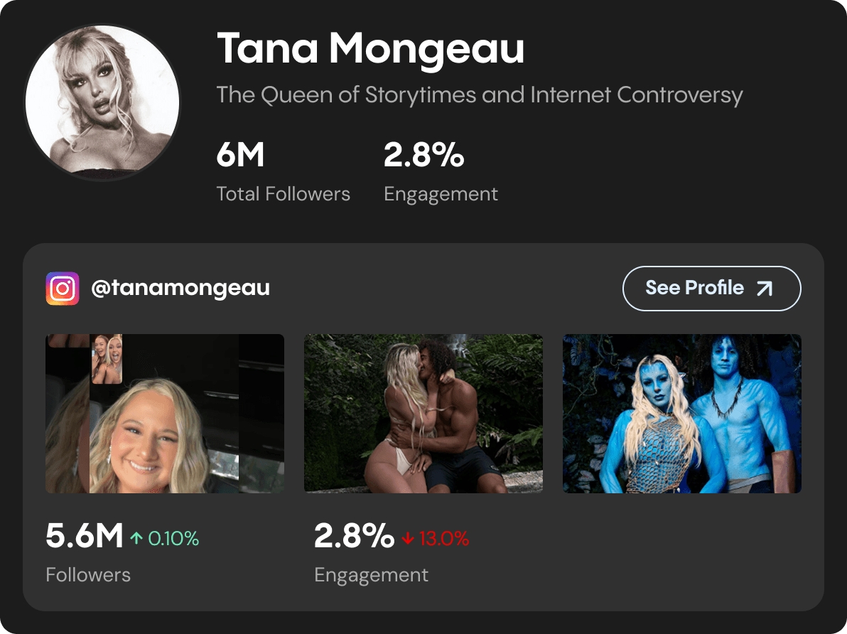 Tana Mongeau creator card