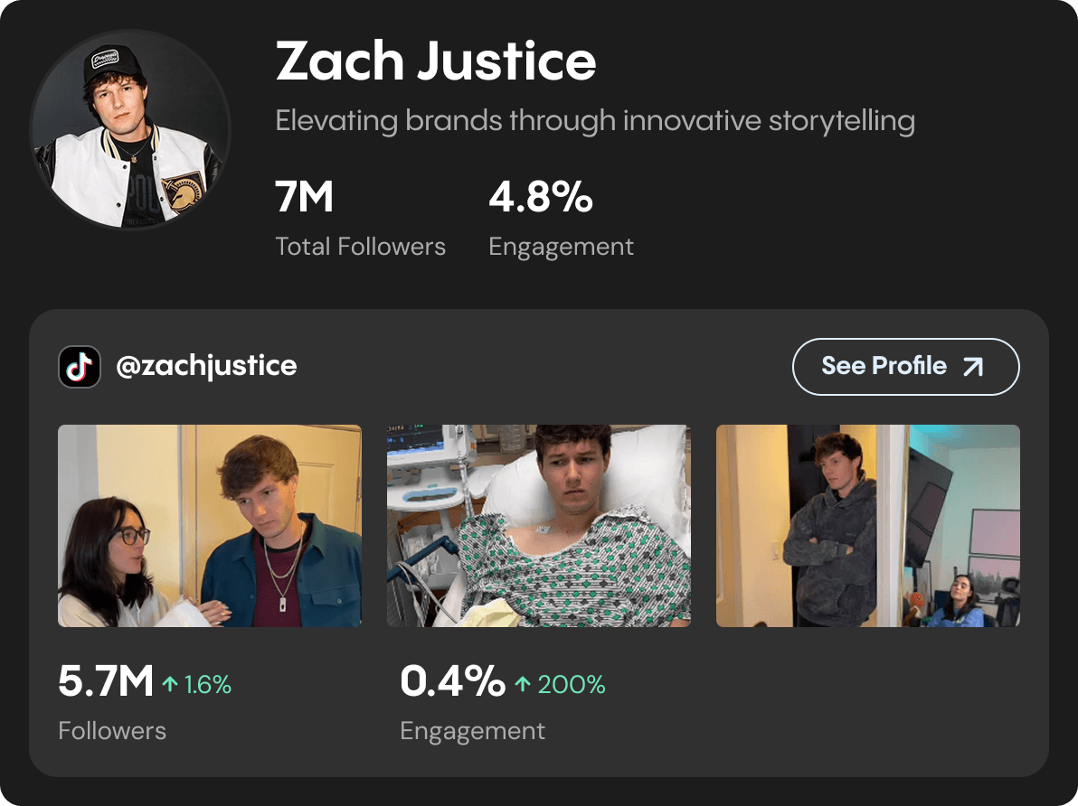 Zach Justice creator card